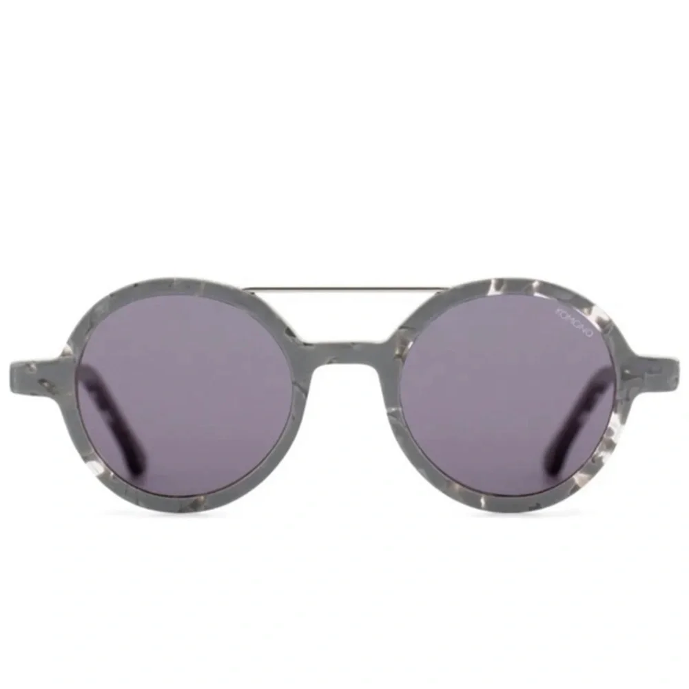KOMONO Vivien Concrete Sunglasses NEW Grey Gray Round